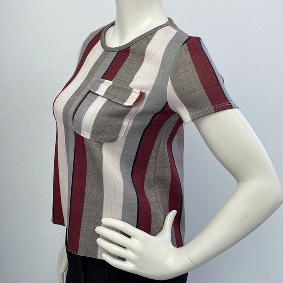 Zara Printed Stripe Top in Scuba fabric w/ Front Pocket - Picture 2 of 13